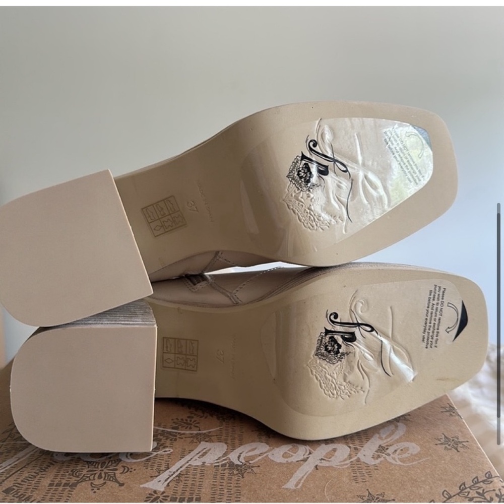 Free People Women's Cream Block Heel Boots - Picture 5 of 6